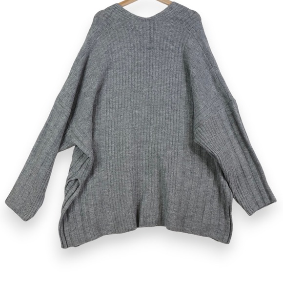 TOPSHOP Womens Knit Cardigan XL Gray Ribbed  US 14 Slouchy Cozy Minimal NWT - Picture 2 of 11